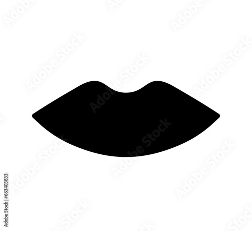 Vector isolated one single symmetrical human woman lips colorless black and white outline silhouette shadow shape stencil solid black