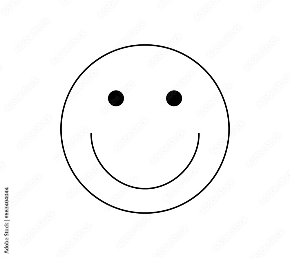 Fototapeta premium Vector isolated one single smiling face pancake round colorless black and white contour line easy drawing