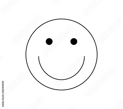 Vector isolated one single smiling face pancake round  colorless black and white contour line easy drawing photo