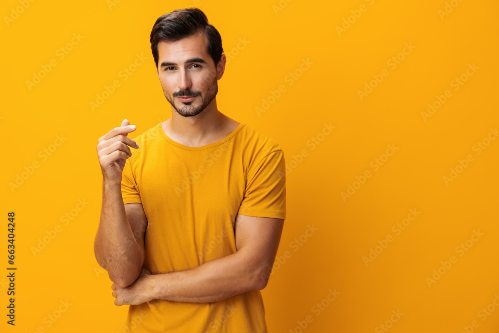 Arm man smiling space lifestyle style trendy portrait background studio gesture laughing copy fashion