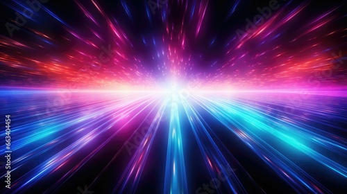 Abstract light pulses within optical fiber, vivid colors dance, futuristic technology, laser beams.
