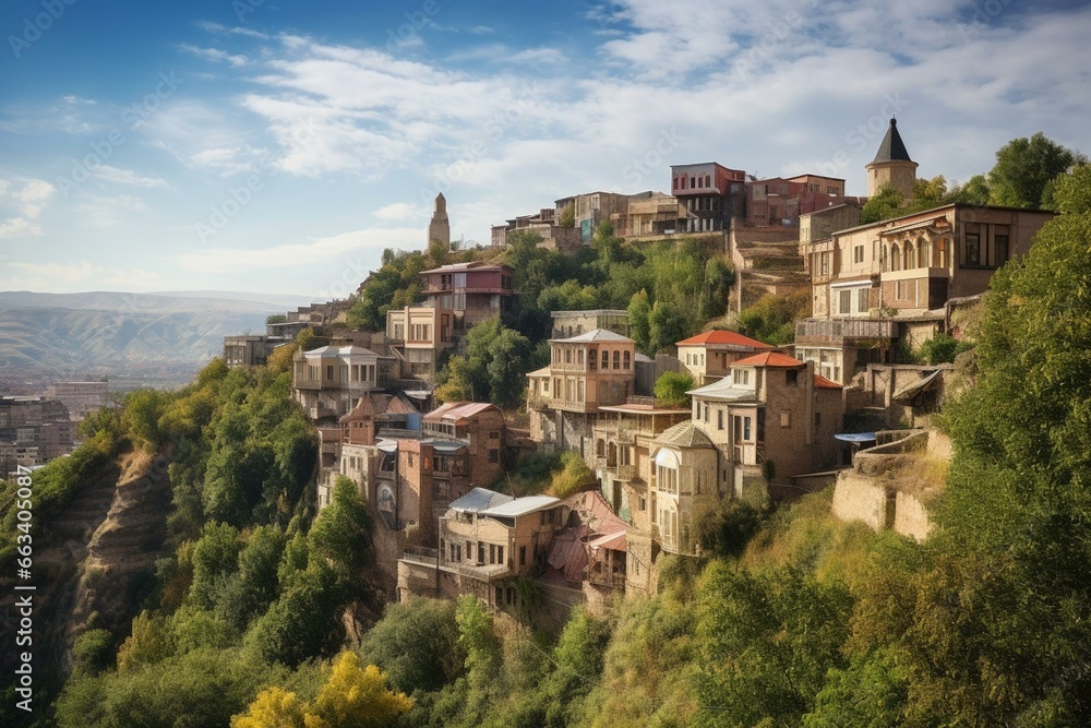 Cityscape of Tblisi, country of Georgia. Generative AI