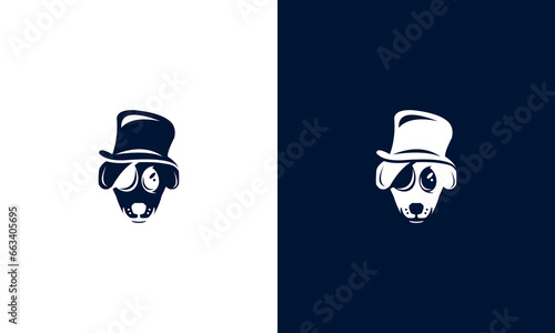 collection of dog in hat and bone logo design vector illustration