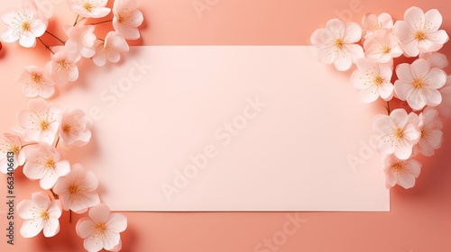  a sheet of paper with white flowers on a pink background. generative ai