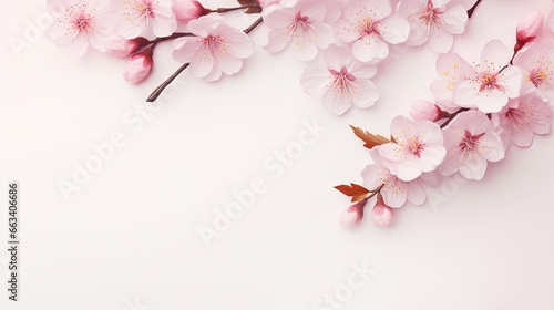  pink flowers on a white background with a place for text. generative ai