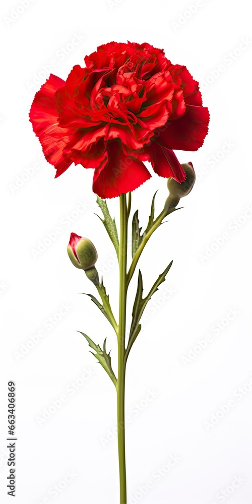 Obraz premium Red Carnation isolated on white background.