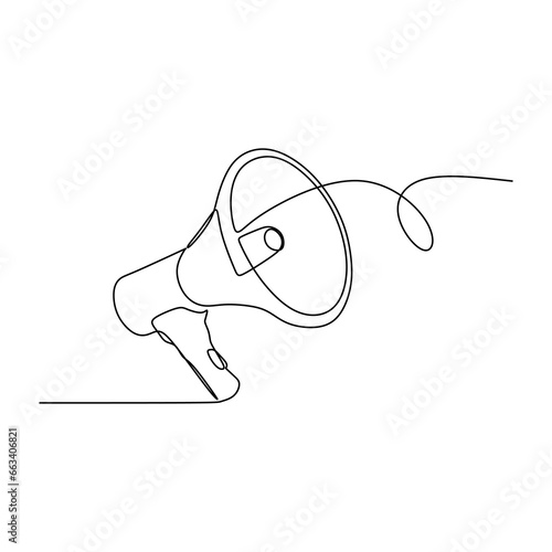 Megaphone continuous line drawing. One single contour art