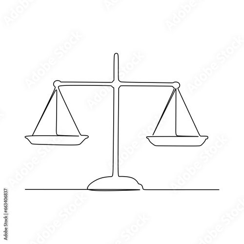 Law balance scale continuous one line drawing