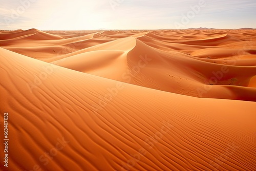 Rolling orange sand dunes and sand ripples.