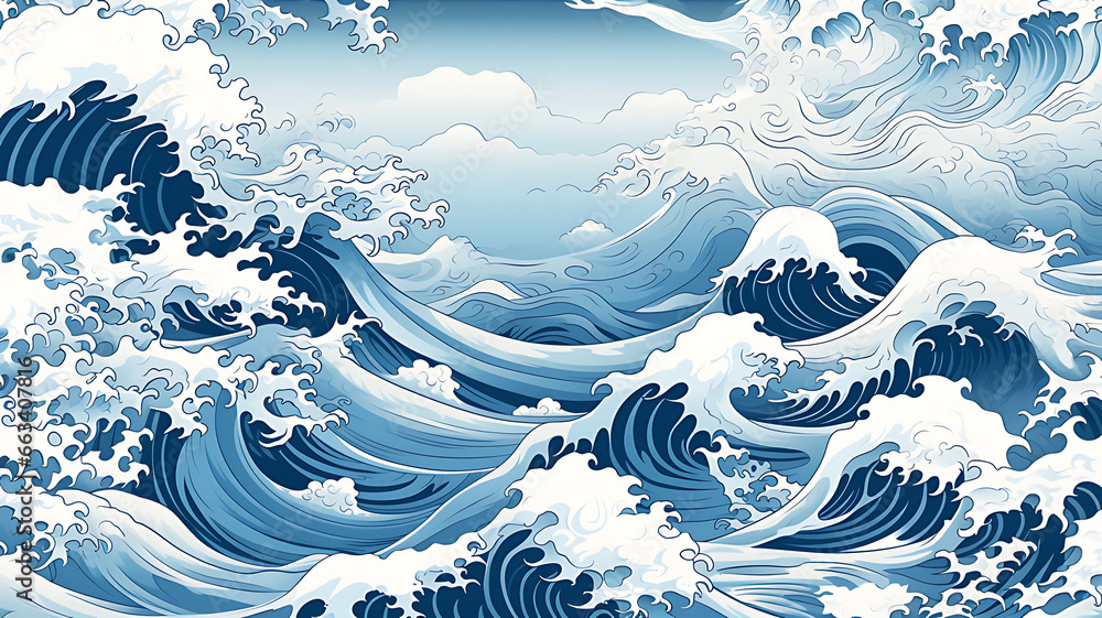 Abstract background from Japanese pattern sea wave Abstract background from Japanese pattern sea wave