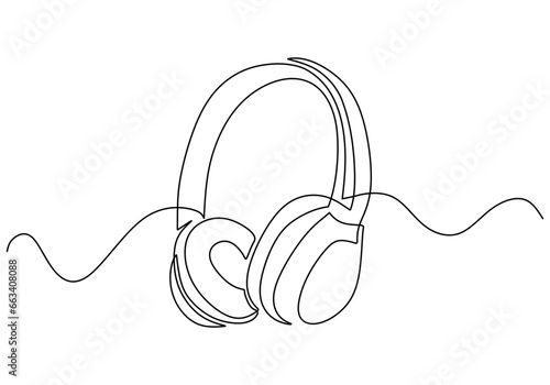 Headphone continuous one line drawing