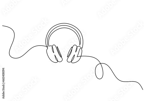 Headphone continuous one line drawing