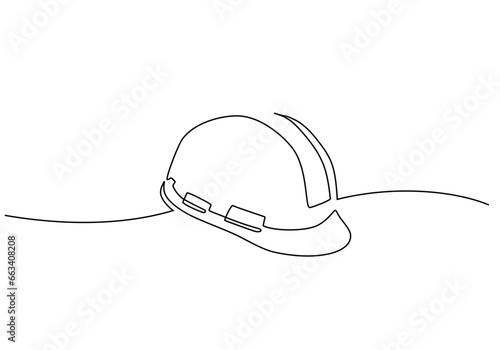Safety helmet continuous one line drawing