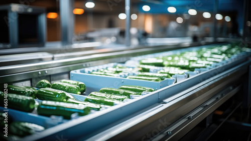 Cucumber, Products Cucumber for automatic packaging. Concept with automated food production.