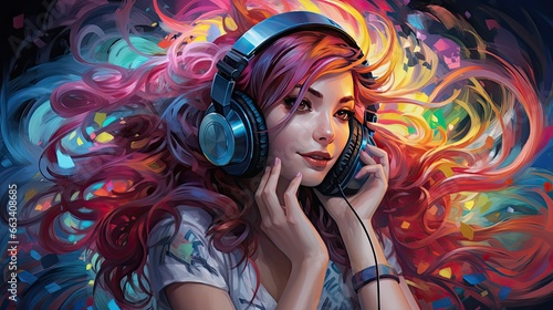 gamer girl full with full color hair