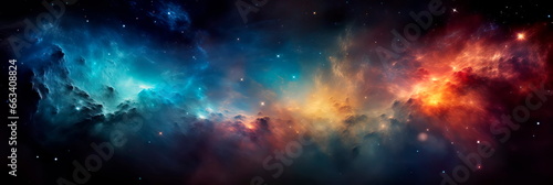 celestial background with a breathtaking view of a distant galaxy and colorful nebulae for space enthusiasts.