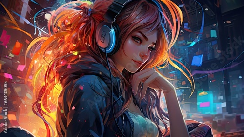 gamer girl full with full color hair © paisorn