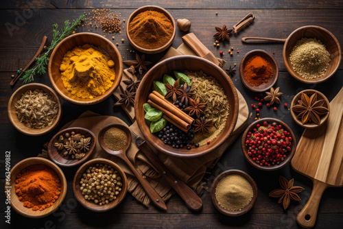 A Group Of Spices Sit On A Table