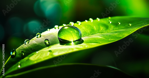 Close up macro shot of beautiful water drops on tropical,leaf,leaves background.abstract detailed foliage.quietly poetic concepts.environmental and ecology. photo