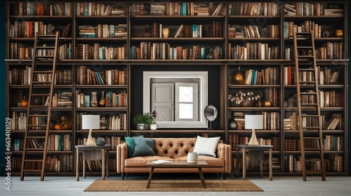 library room with books generated by AI