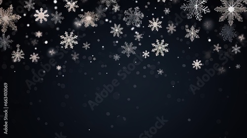  a black background with snowflakes and stars on it. generative ai