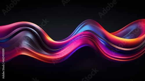  a colorful wave of wavy lines on a black background with a black background. generative ai