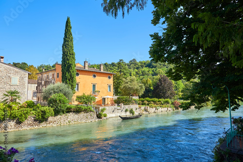 Fototapeta Naklejka Na Ścianę i Meble -  Beautiful panoramic view of the mill village of Borghetto in the south of Lake Garda, province of Verona,  Italy.