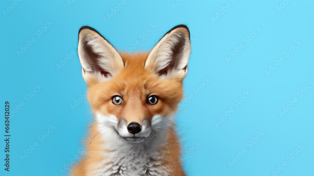 Curious fox on yellow background Curious fox on yellow background