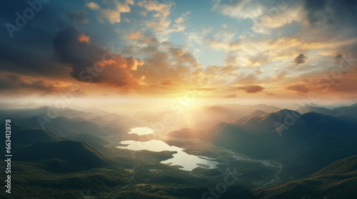 A beautiful view of a sunrise over the mountains © Textures & Patterns