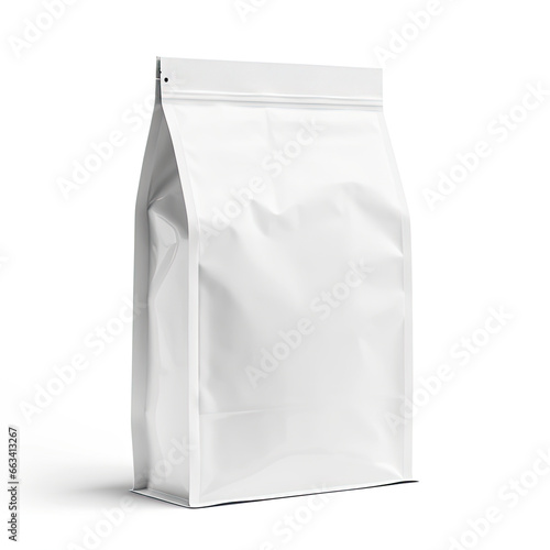 Glossy Blank Coffee Bag White Mockup isolated White