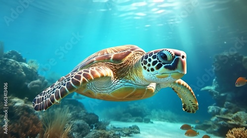 Serene sea turtle