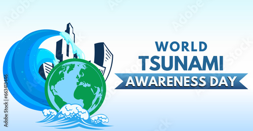 World Tsunami Awareness day, celebration or campaign banner