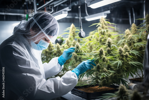 A scientist uses specialized tools to measure the moisture content in hemp leaves, ensuring accurate data for research purposes. 