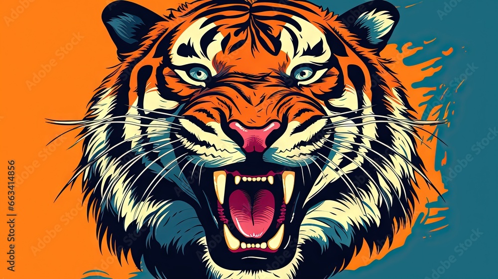 a tiger with its mouth open and it's teeth wide open. generative ai a tiger with its mouth open and it's teeth wide open. generative ai
