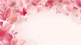  a pink floral background with pink flowers on a white background with a place for a text or a picture with a place for the text.  generative ai