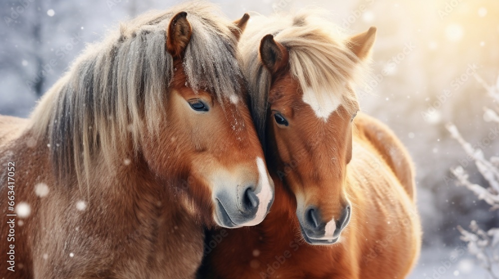 Fototapeta premium couple of house in winter session in snow generated by AI tool