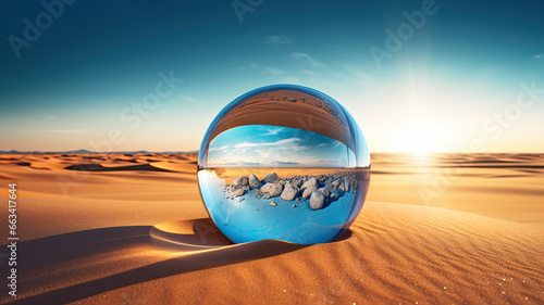 image of a crystal ball where inside there is a desert with a lot of stones © Pedro Llinas