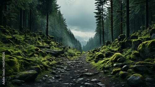 Enigmatic Foggy Forest: Abundant Treescape photo