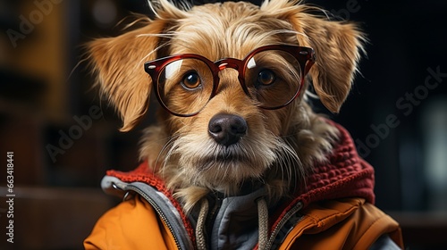 Dog in Nerdy Student Attire: Canine Scholar Style