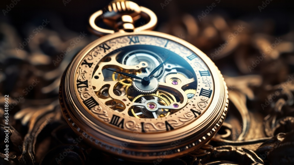 Steampunk-Inspired Pocket Watch with Intricate Details