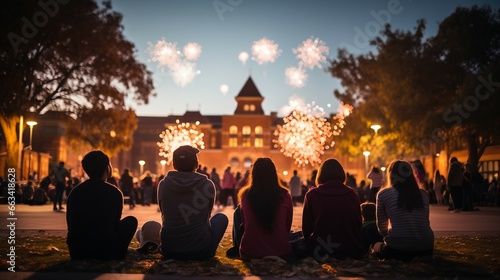 Crowd Enthralled by Spectacular Fireworks Display photo