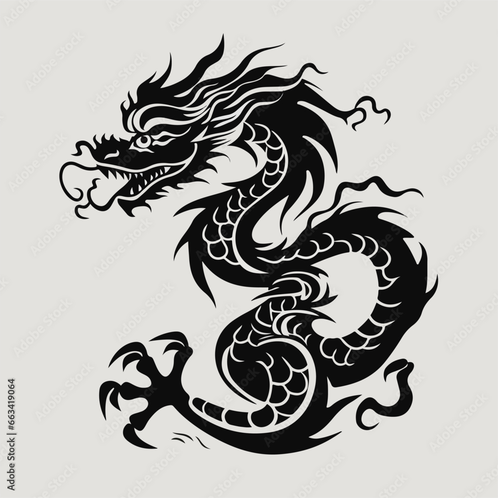 vector a dragon head in black and white vector a dragon head in black and white