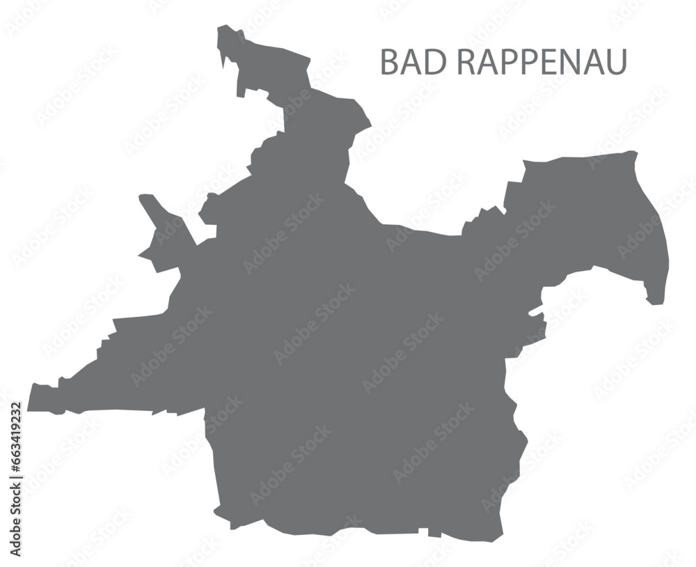 Obraz premium Bad Rappenau German city map grey illustration silhouette shape