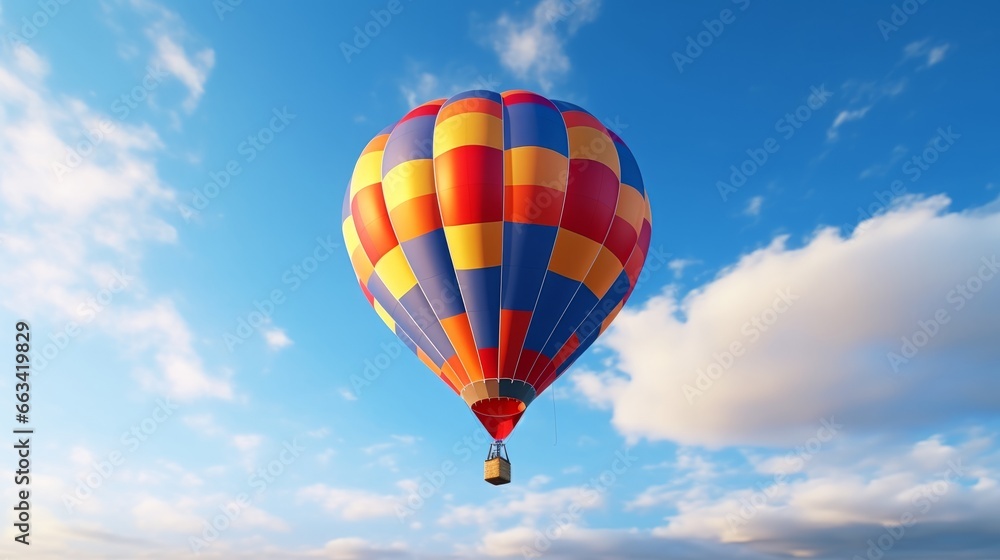 Naklejka premium Vibrant Hot Air Balloon Rising