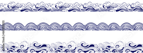 set of japanese wave element. asian border isolated on a white background. eps 10