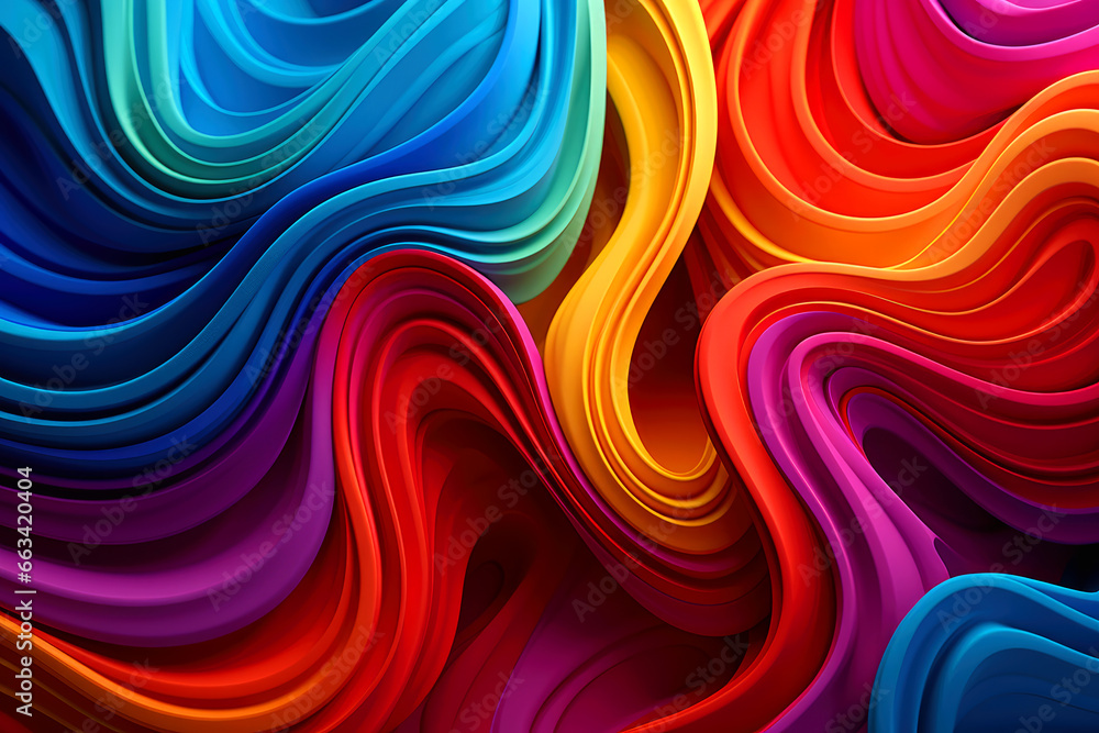 Fototapeta premium Colorful 3D Rendering Fabric Shape. Abstract Illustration Background. Folded Textile Effect. Ai Generated 
