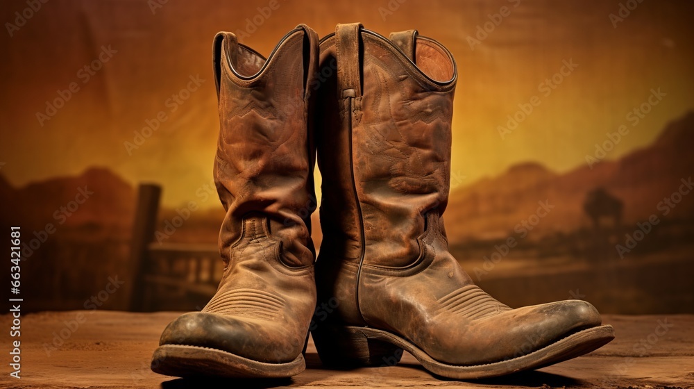 Worn Leather Cowboy Boots Worn Leather Cowboy Boots