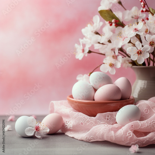 Easter eggs and flowers 