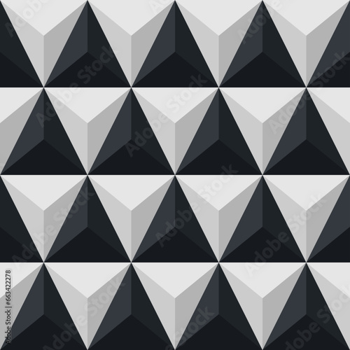 pyramid pattern seamless, background, abstract geometric, Black and white, 3d, elegance background, vector illustration