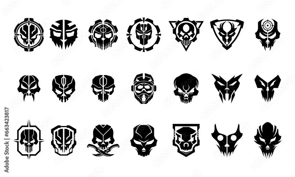 Naklejka premium Skull Icon Vector Shapes Collection. Skull icon set. Skull icon set Style stock vector